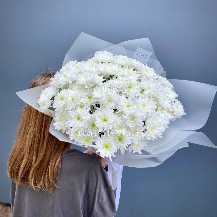 Букет хризантем "Белая снежинка" в Щёлкове