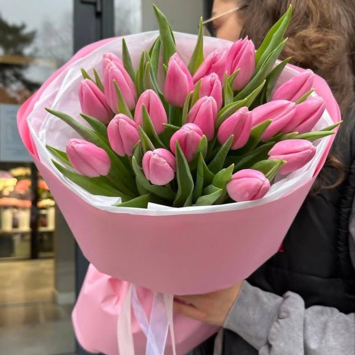  19 розовых тюльпанов в Щёлкове