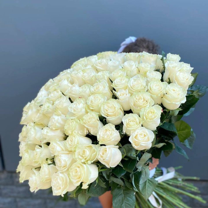 101 белая высокая роза в Щёлкове